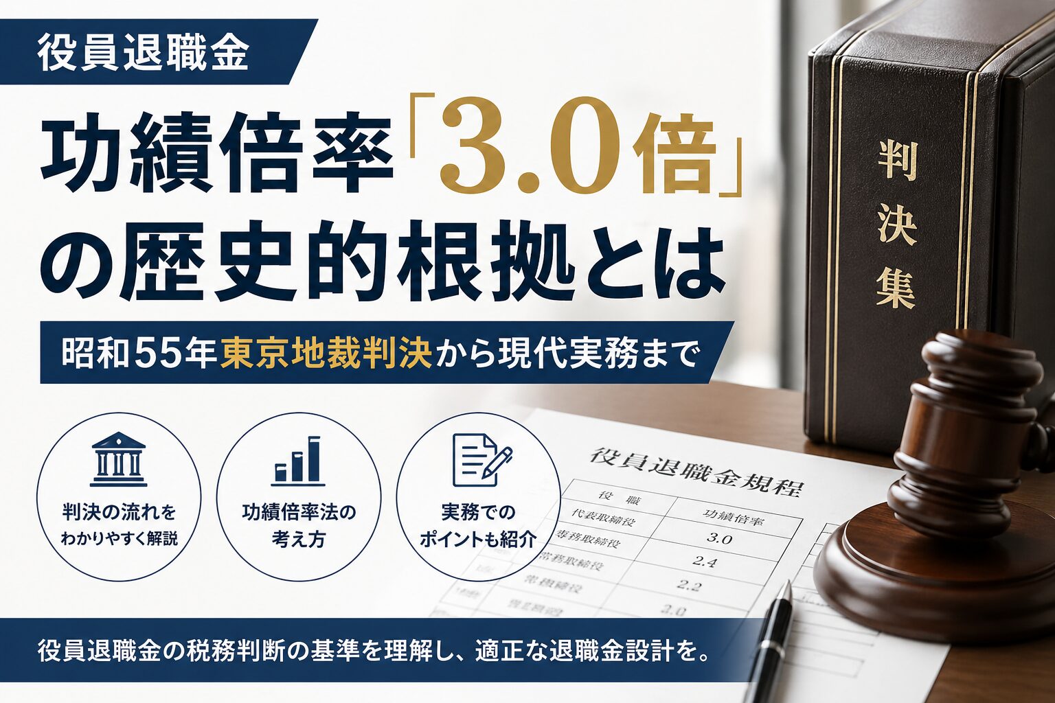 「役員退職金 功績倍率3.0の根拠とは？【昭和55年判決から解説】