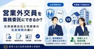 営業外交員を業務委託にできるか|生命保険会社と宅建業の社会保険の違い