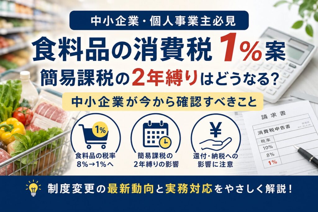 食料品の消費税1％案と簡易課税の2年縛り｜中小企業が今から確認すべきこと