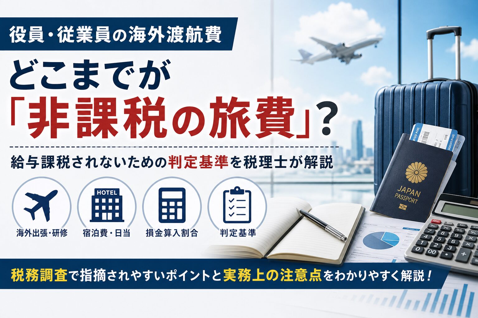 役員・従業員の海外渡航費、どこまでが「非課税の旅費」？ 給与課税されないための判定基準を税理士が解説