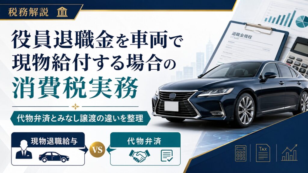 役員退職金を車両で現物給付する場合の消費税実務 ~代物弁済とみなし譲渡の違いを整理する~