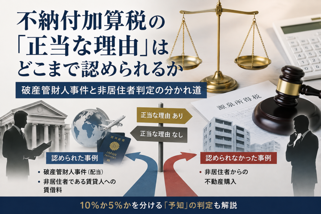 不納付加算税の「正当な理由」はどこまで認められるか ― 破産管財人事件と非居住者判定の分かれ道