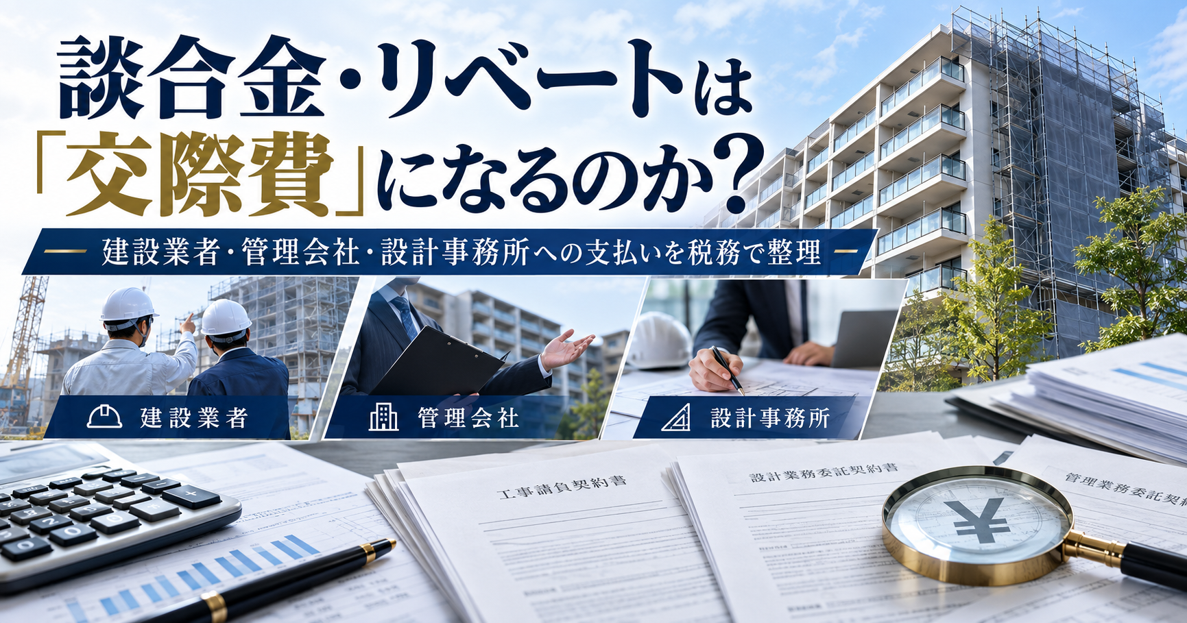 談合金・リベートは「交際費」になるのか｜建設業者・管理会社・設計事務所への支払いを税務で整理