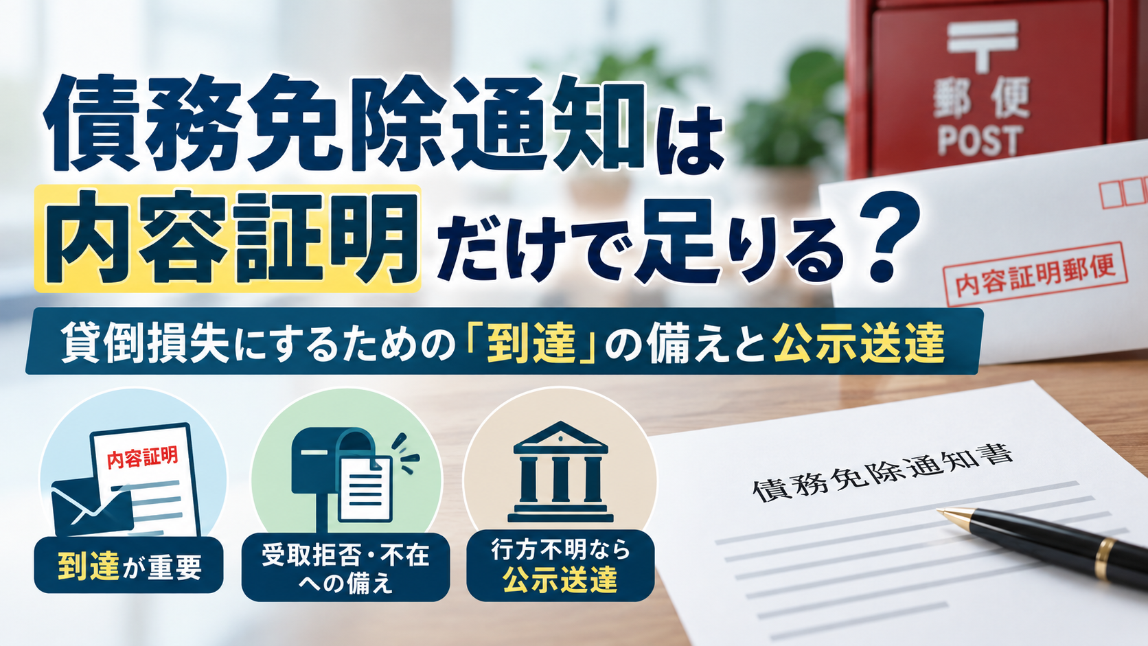 債務免除通知は内容証明だけで足りる？ 貸倒損失にするための「到達」の備えと公示送達