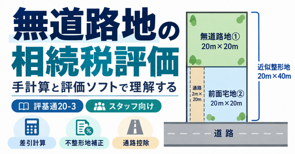 無道路地の相続税評価（評基通20-3）｜手計算と評価ソフトで計算方法を解説【スタッフ向け】