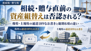 相続・贈与直前の資産組替えは否認される?株特・土地特の通達189なお書きと総則6項の違い