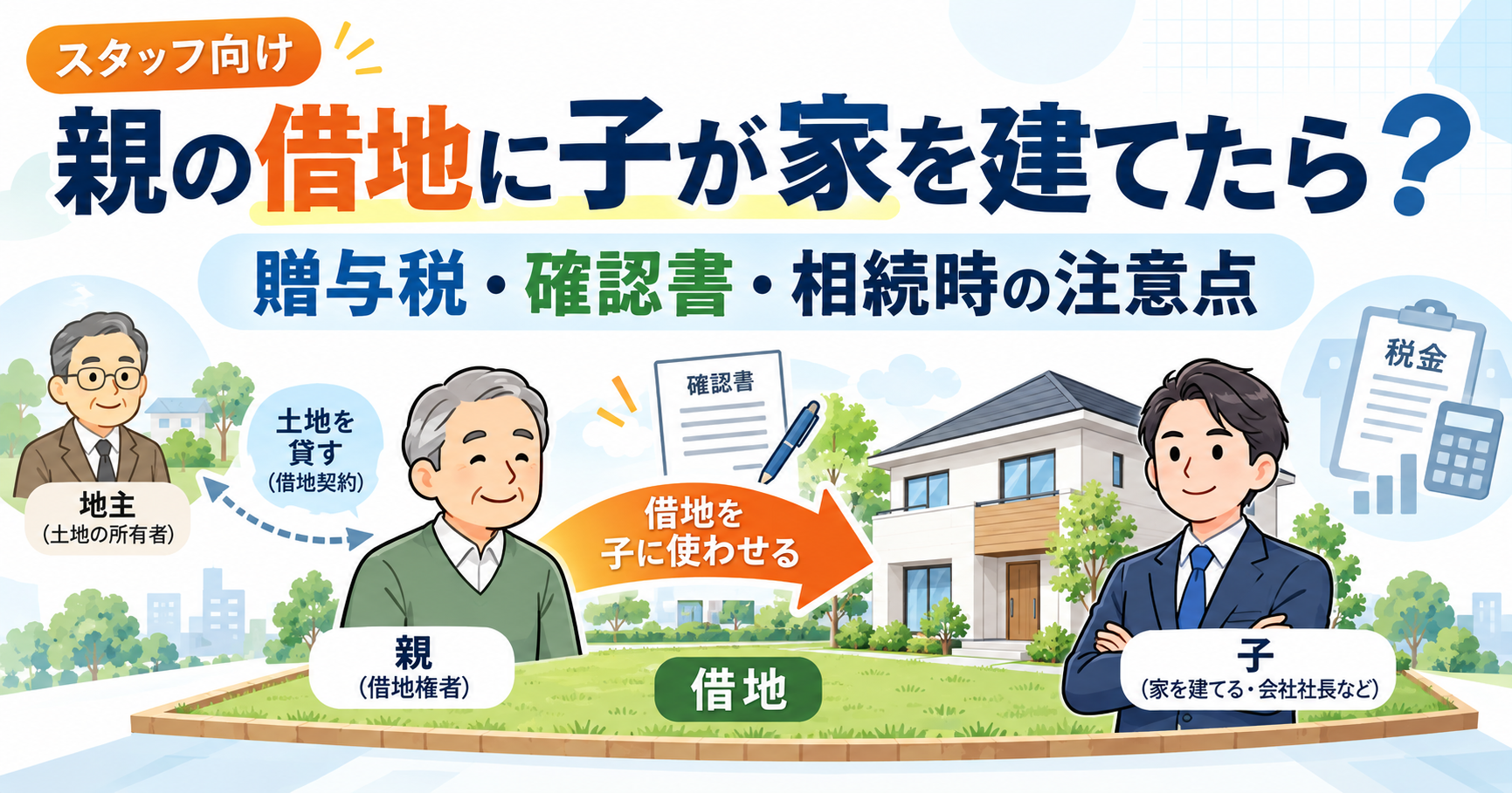 親の借地に子が家を建てた場合の贈与税と確認書の提出・相続税評価親の借地に子が家を建てた場合の贈与税と確認書の提出・相続税評価